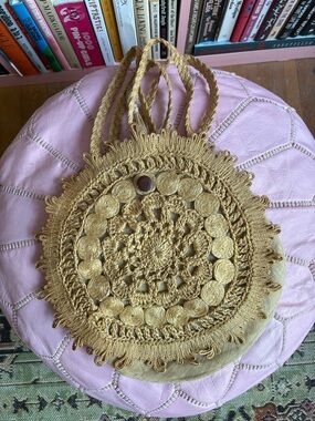 Handwoven Round Crochet Tote Bag